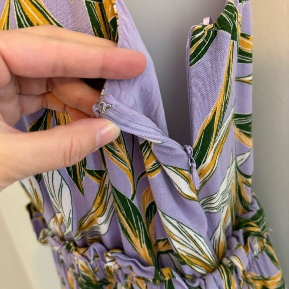 J.O.A. Raya Lavender Floral Print Midi Dress Size Medium - Picture 5 of 10